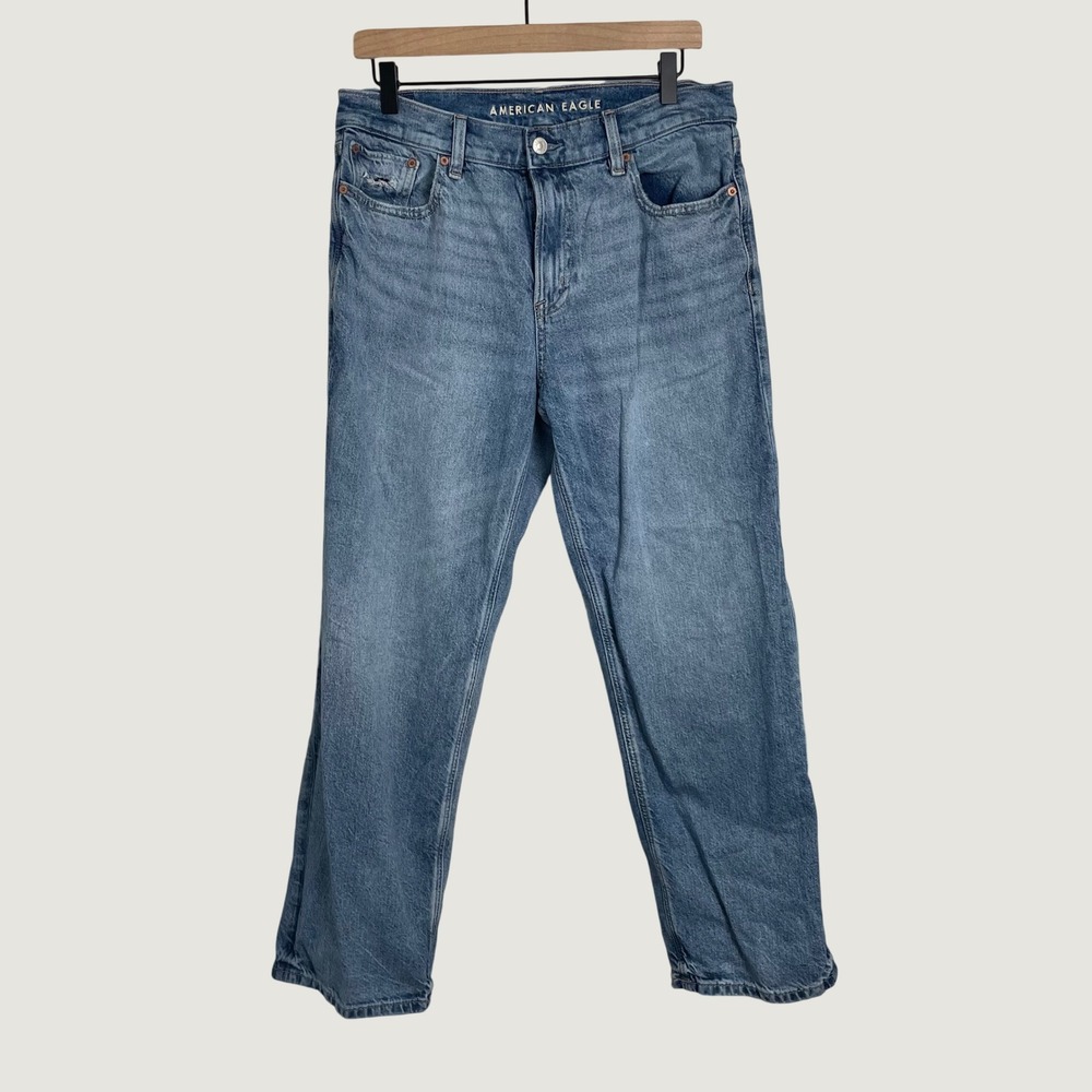 American Eagle Ex Boyfriend Jeans Womens 6 Blue High Rise Strigid Baggy Denim